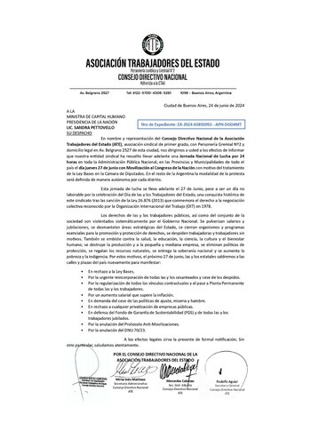 La convocatoria de ATE nacional