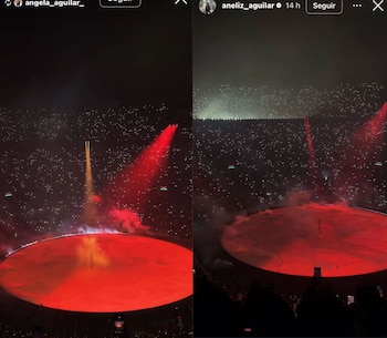 Las hijas de Pepe Aguilar compartieron videos del show de Ye en CDMX. (Captura de pantalla @angela_aguilar_ / @anelizaguilar)
