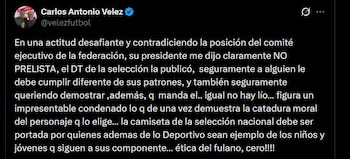 Carlos Antonio Vélez - crédito @velezfutbol/X