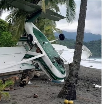 El aterrizaje de emergencia se produjo en Playa Muerto, una comunidad ubicada en el litoral pacífico de la provincia de Darién. Tomada de Instagram-AAC