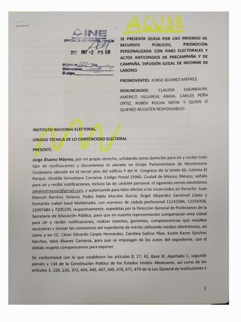 Denuncia contra Claudia Sheinbaum por