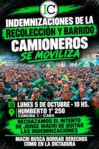 El flyer de convocatoria a la marcha del Sindicato de Camioneros