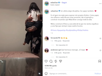 Captura de pantalla de una publicación de Instagram con un video de un hombre que alza a una niña en una habitación junto a varios comentarios