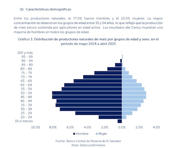 El perfil de los protagonistas del campo se define por la edad y el género. Las prácticas tradicionales y la comercialización en canales mayoristas marcan la identidad de la agricultura salvadoreña (Foto cortesía Censo de Agricultura)