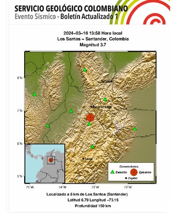 Sismo en Los Santos, Santander