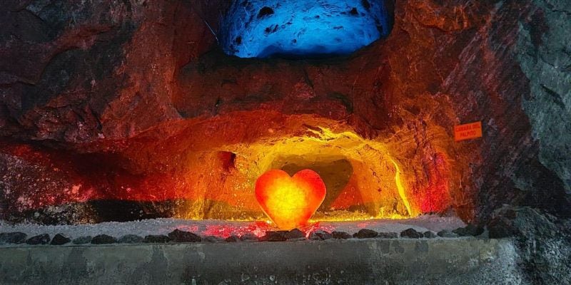 El ‘Corazón de Colombia’ está ubicado en la denominada ‘Cámara de los Enamorados’, dentro de la mina - crédito Alcaldía de Nemocón