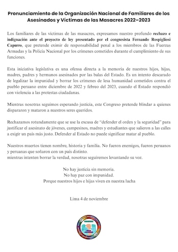 Familiares de víctimas en protestas