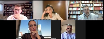 El juez federal Julián Ercolini, Matías Bagnato y otros participantes en un seminario organizado por el juez federal Ariel Lijo