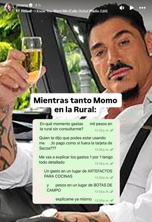 Jimena Barón contó que Momo gastó miles de pesos en La Rural sin pedirle permiso y expresó su enojo en redes sociales (Instagram)