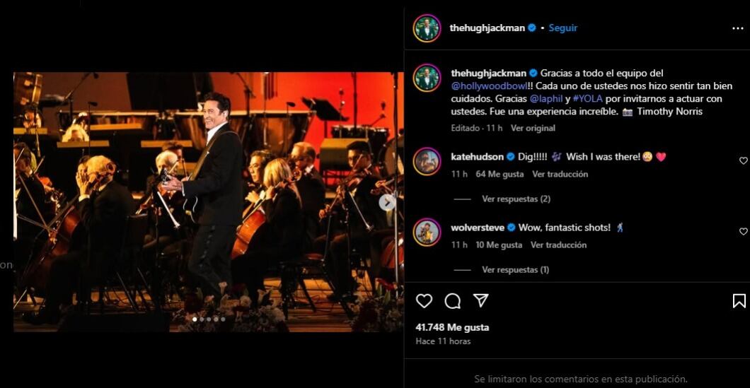 Hugh Jackman dio un show memorable en el Hollywood Bowl.(Instagram/Hugh Jackman)