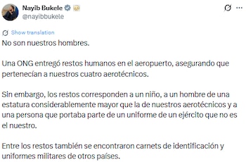 “No son nuestros hombres”, escribió el jefe de Estado salvadoreño en un mensaje difundido en la red social X. (Retomado: Nayib Bukele)