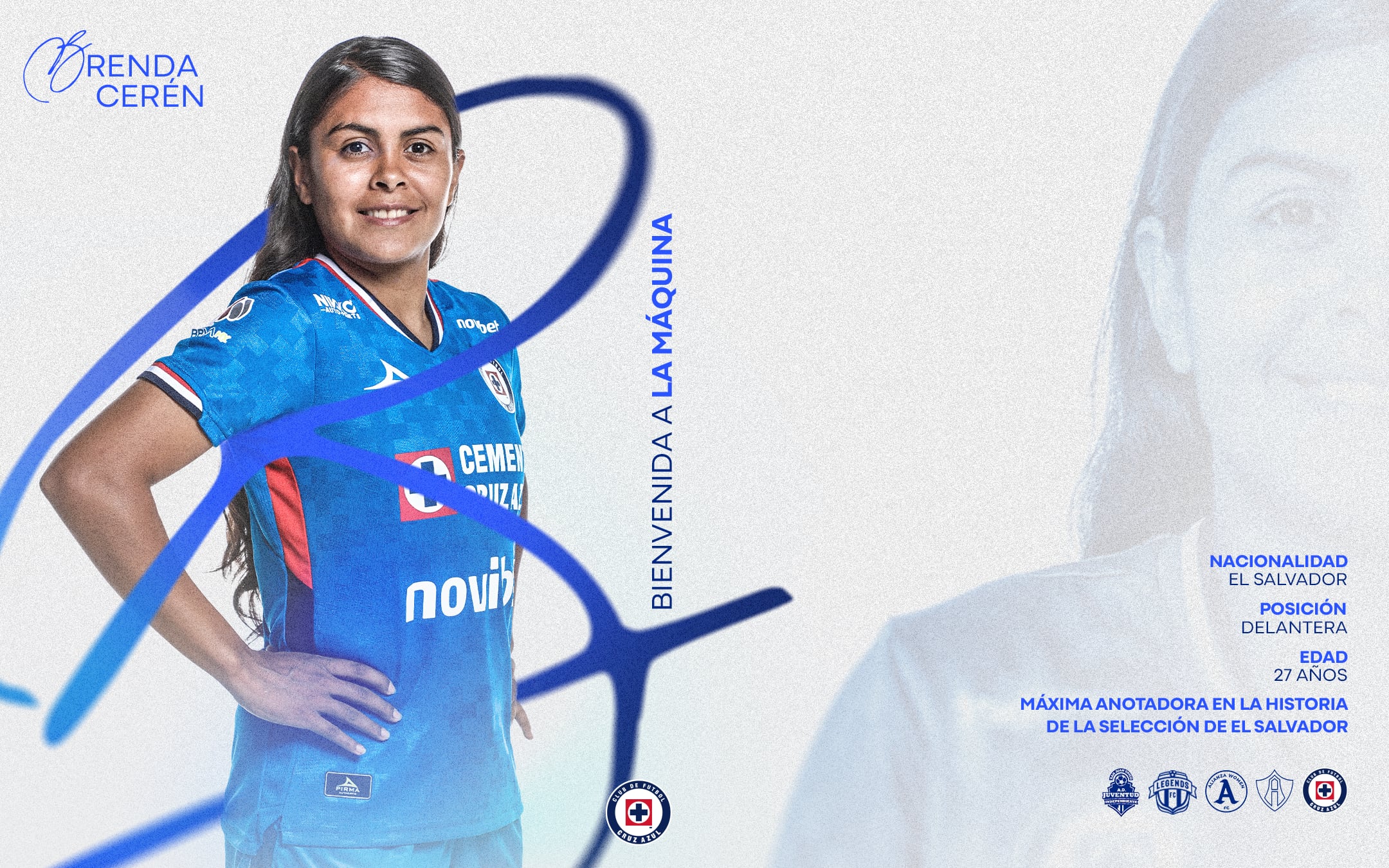 La delantera salvadoreña llegó a Cruz Azul después de disputar siete torneos con Atlas desde el Clausura 2023 hasta el Clausura 2026. (Cortesía: Cruz Azul Femenil)