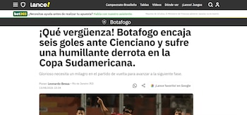 Así informó Lance la goleada que sufrió Botafogo por Cienciano.