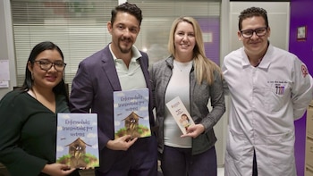 Investigadora asociada Michelle Cornejo, Lic. Stanley Rodríguez, PhD. Melisa Nollan y Carlos Buendía Director de CENSALUD. (Foto cortesía CENSALUD)