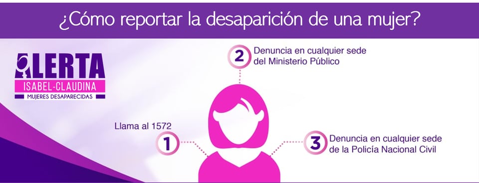 Una infografía de la Alerta Isabel-Claudina detalla los tres pasos principales para denunciar la desaparición de una mujer ante las autoridades correspondientes. (Alerta Isabel Claudina)