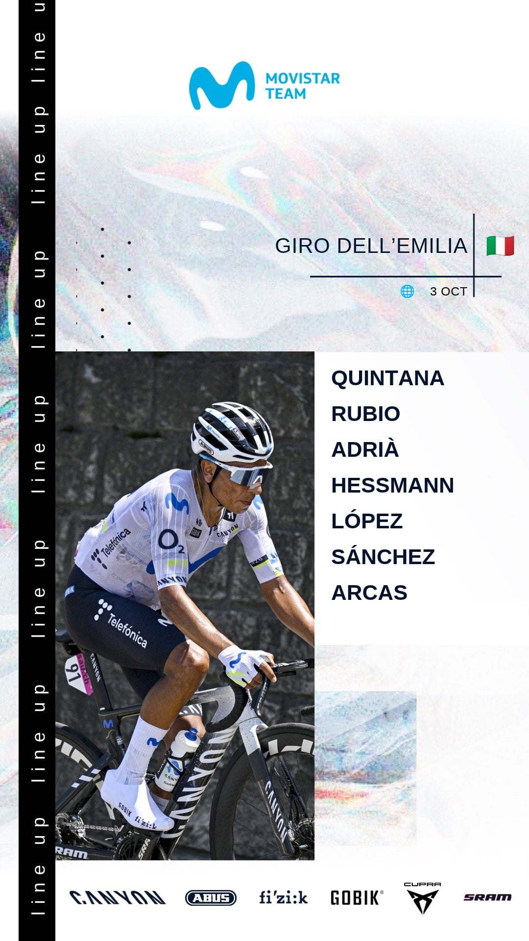 Esta es la nómina con la que afrontará el Movistar Team el Giro de Emilia, la última de Nairo-crédito @Movistar_Team/X