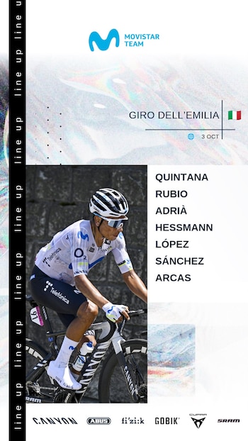 Esta es la nómina con la que afrontará el Movistar Team el Giro de Emilia, la última de Nairo-crédito @Movistar_Team/X