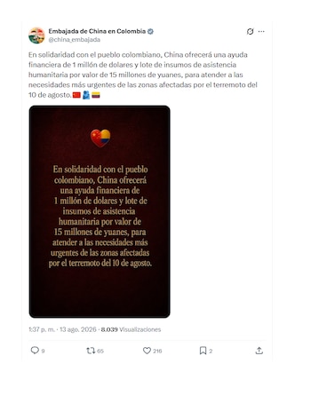 Embajador de China en Colombia anunció millonaria inversión
