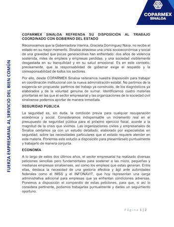 Comunicado oficial.