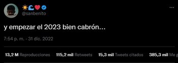 Bad Bunny publica parte de su canción Yonaguni en Twitter para recibir el año nuevo 2023. (Captura)