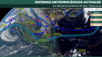 Mapa de los sistemas meteorológicos influirán en el clima de México para este domingo 4 de febrero