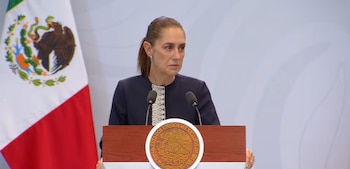 La presidenta Claudia Sheinbaum durante 'La Mañanera' de este miércoles. (Crédito: Presidencia)