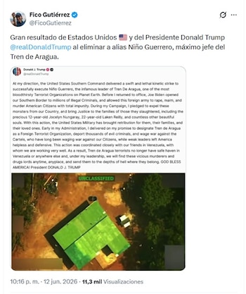 El alcalde de Medellín, Federico Gutiérrez, felicitó al presidente Trump por el resultado de la operación militar en Venezuela - crédito @FicoGutierrez/X