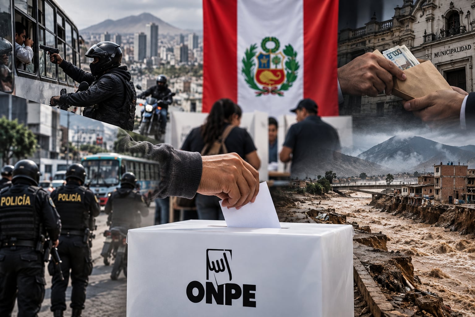 Una urna de la Oficina Nacional de Procesos Electorales simboliza el proceso hacia las elecciones de 2026 en el Perú entre retos de seguridad, corrupción y desastres. (Imagen Ilustrativa Infobae)