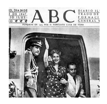 Eva Perón durante su viaje