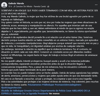 La joven compartió su relato y reflexión sobre la realidad que viven a diarios las mujeres en el país - crédito Facebook