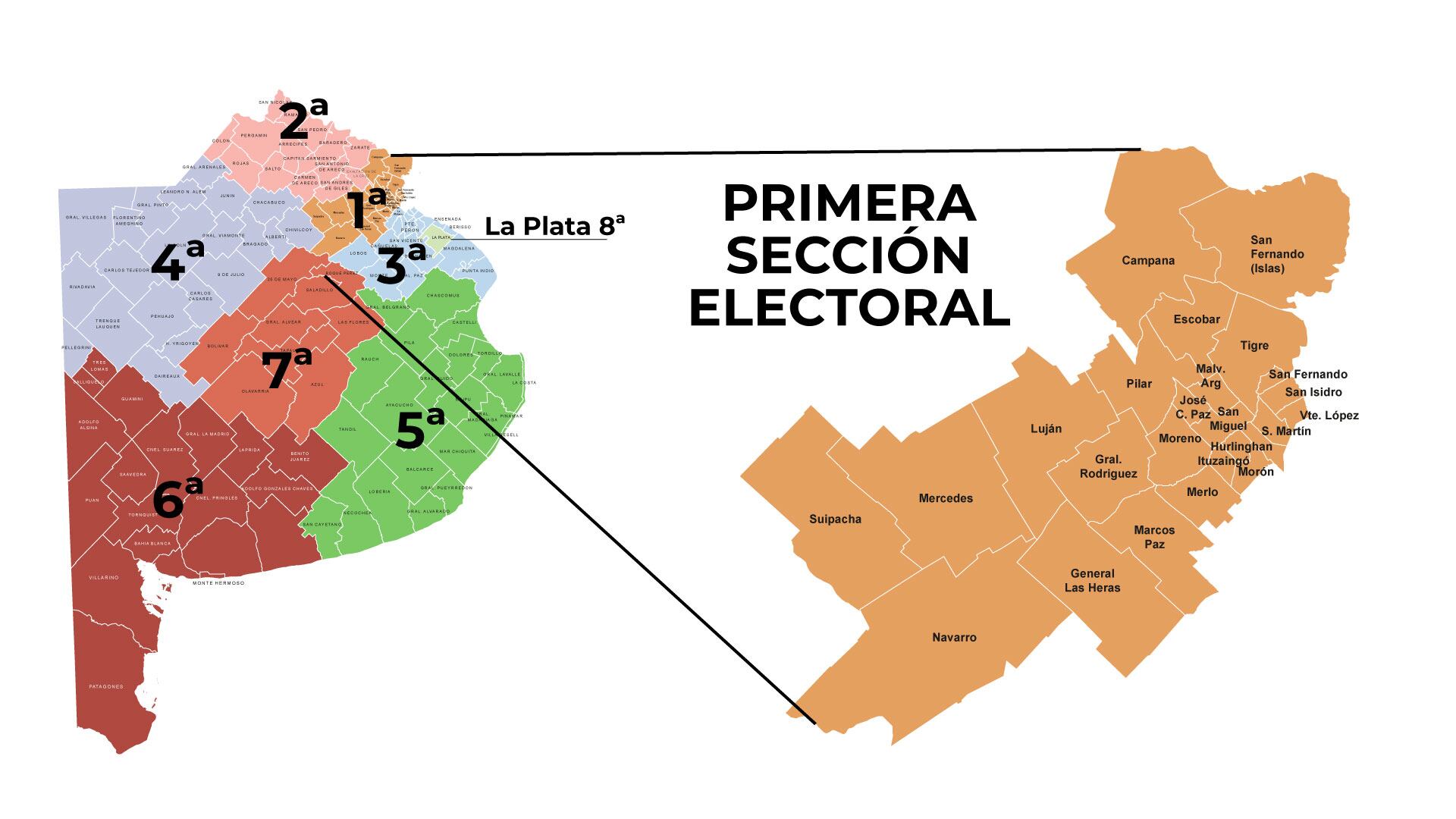 Mapa de las secciones electorales de la provincia de Buenos Aires