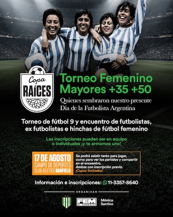La Copa Raíces celebra el Día de la Futbolista Argentina y convocó a jugadoras mayores de 35 y 50
