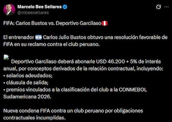 Carlos Bustos – Deportivo Garcilaso – Liga 1 – Perú – deportes – 15 septiembre