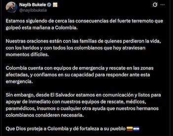 Nayib Bukele - crédito @nayibbukele/X
