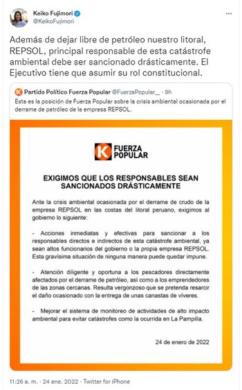 Keiko Fujimori rompió su silencio.