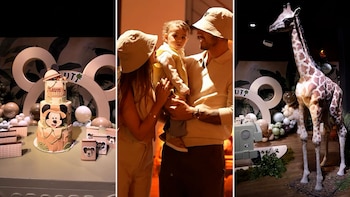 Con una temática safari, Leandro Paredes y Camila Galante celebraron el primer año de su hijo Lautaro