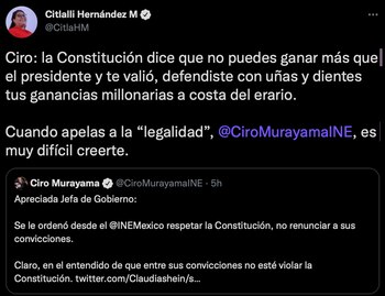 Citlalli Hernández respondió a Ciro