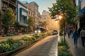 18 de Julio: vista desde Zelmar Michelini hacia Yi