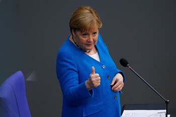German Chancellor Angela Merkel speaks