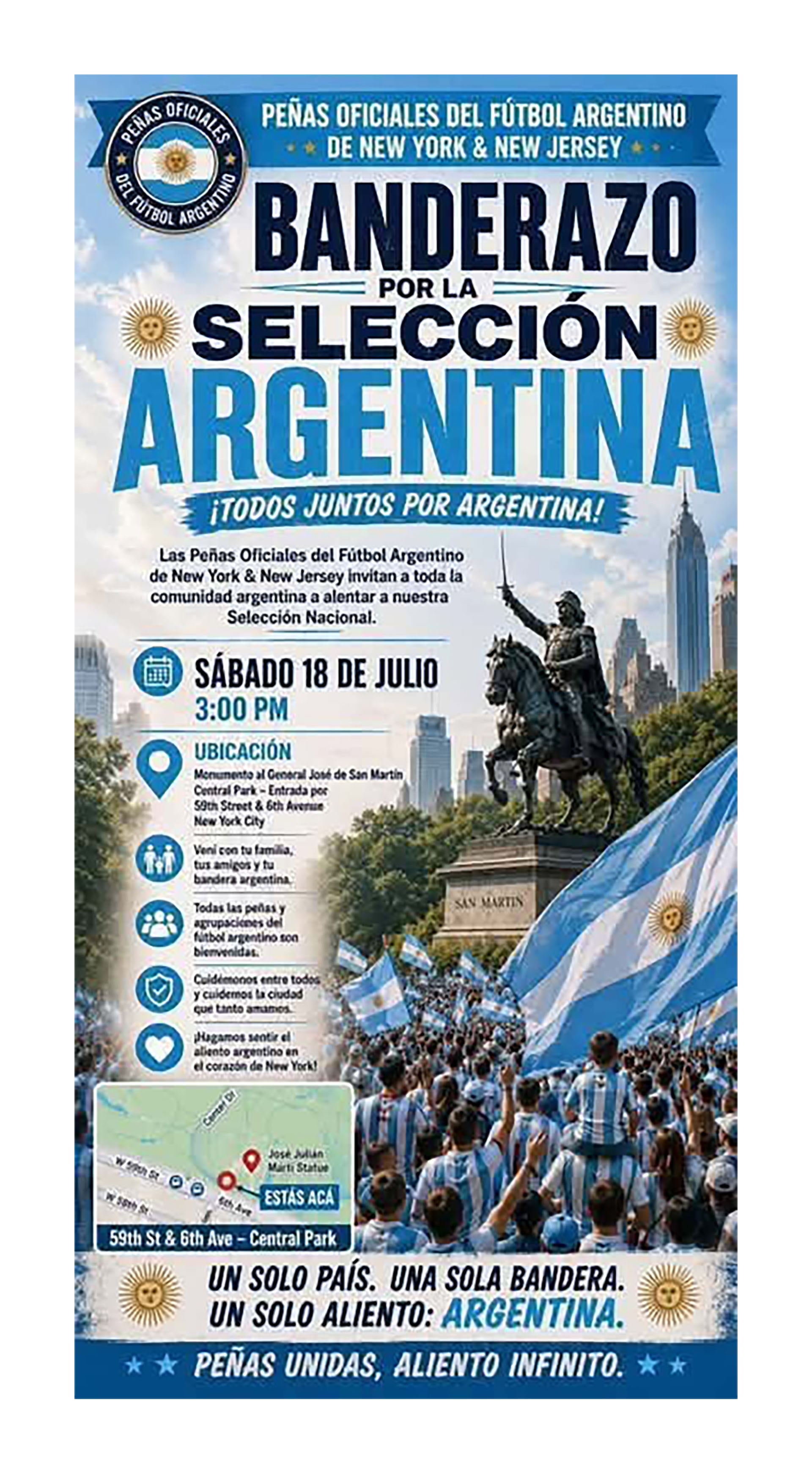 La convocatoria de las peñas argentinas a Central Park
