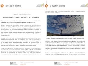El volcán Puracé sigue con predominio de señales sísmicas asociadas al movimiento de fluidos en sus conductos, según el Servicio Geológico Colombiano - crédito SGC