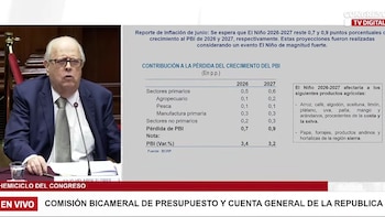 Captura de Congreso TV con Julio Velarde y gráfico del BCRP