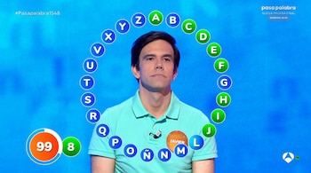 Javier durante el último 'rosco' de 'Pasapalabra' (Atresmedia)
