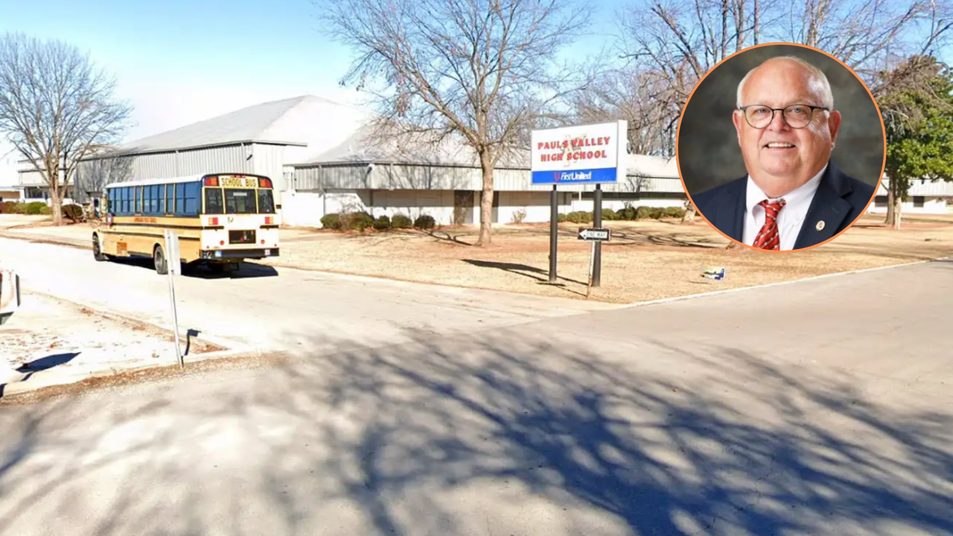 El gobernador de Oklahoma y las autoridades estatales destacaron la valentía de Kirk Moore y el trabajo coordinado que evitó una tragedia mayor (Google Maps/Pauls Valley High School)