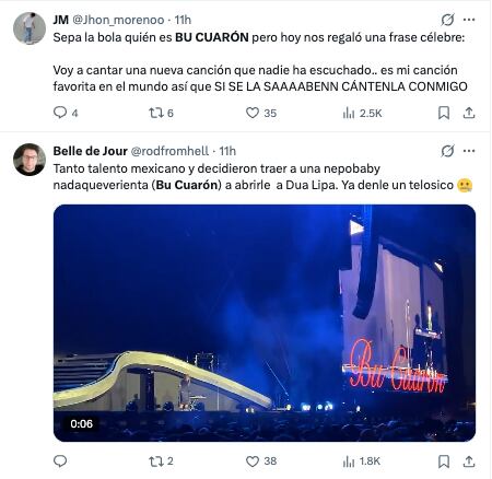 Redes sociales critican el show de Bu Cuarón previo a Dua Lipa. (Captura: X)