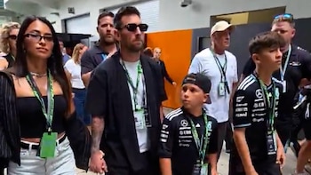 Lionel Messi y su familia llegaron al circuito para ver el Gran Premio de Miami de la Fórmula 1