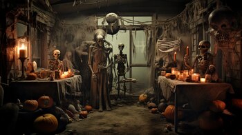 Las velas y esqueletos son