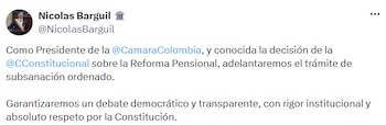 El presidente de la Cámara anunció que el procedimiento se desarrollará con transparencia, rigor institucional y respeto por la Constitución. - crédito @NicolasBarguil/X