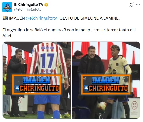 El gesto de Simeone a Lamine Yamal (El Chiringuito TV)