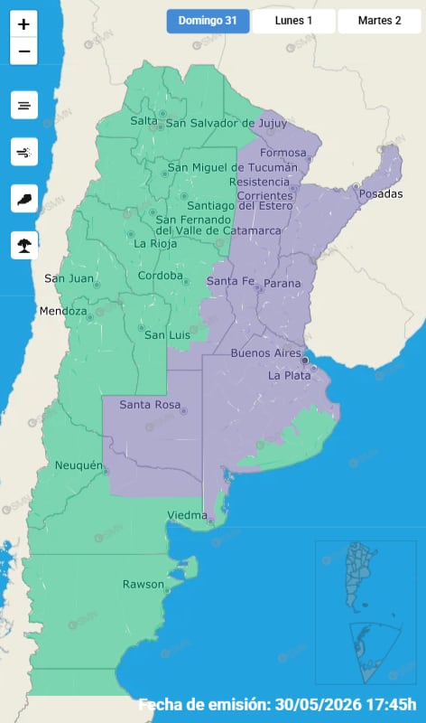 Alerta violeta por niebla el domingo 31 de mayo según el Servicio Meteorológico Nacional